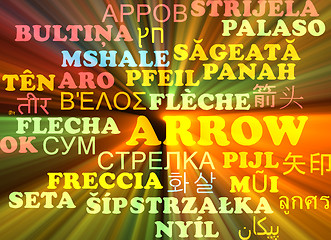 Image showing Arrow multilanguage wordcloud background concept glowing