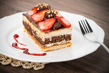 Image showing Chocolate strawberry cake 