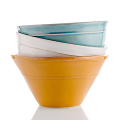 Image showing Three colored bowls