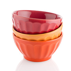 Image showing Three colored bowls