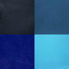 Image showing Set of blue leather samples