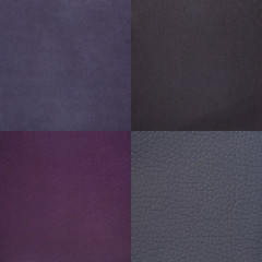 Image showing Set of purple leather samples