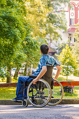 Image showing young man in wheelchair
