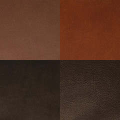 Image showing Set of brown leather samples