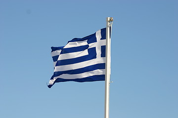 Image showing Greek flag flying - Flagg from Greece