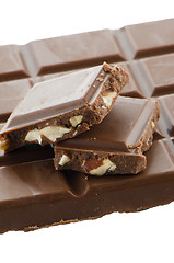 Image showing Closeup detail of chocolate with almods parts