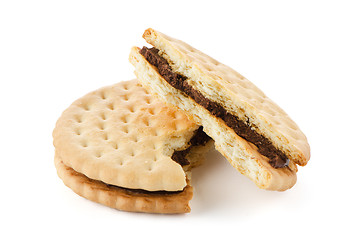 Image showing Sandwich biscuits with chocolate filling