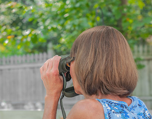 Image showing Lady With Binoculars