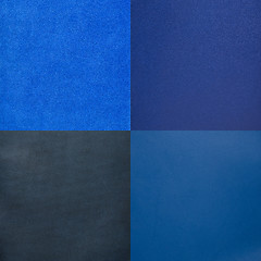 Image showing Set of blue leather samples