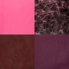 Image showing Set of pink leather samples