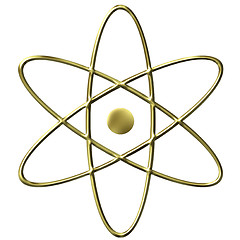 Image showing 3D Golden Atom Symbol