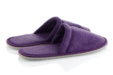 Image showing A pair of purple slippers