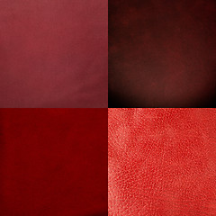 Image showing Set of red leather samples