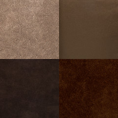 Image showing Set of brown leather samples