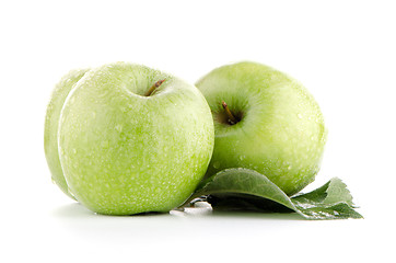 Image showing Three fresh green apples