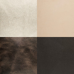 Image showing Set of brown leather samples