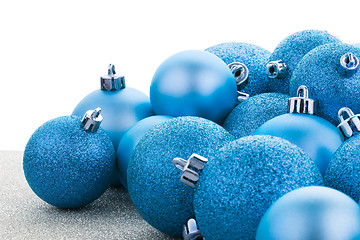 Image showing Blue christmas balls