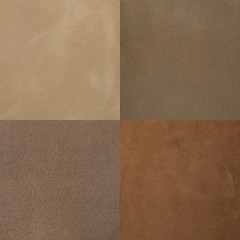 Image showing Set of brown leather samples