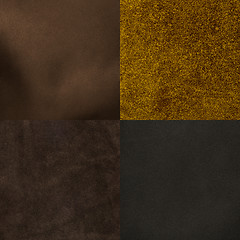 Image showing Set of brown leather samples