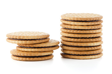 Image showing Sandwich biscuits with chocolate filling