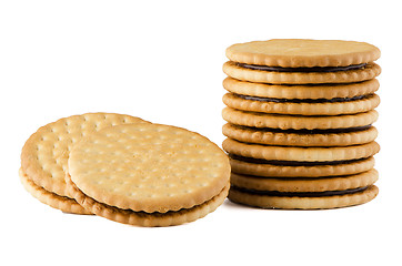 Image showing Sandwich biscuits with chocolate filling