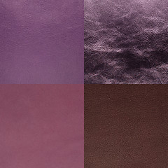 Image showing Set of purple leather samples