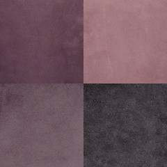 Image showing Set of purple leather samples