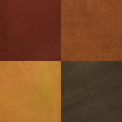 Image showing Set of brown leather samples