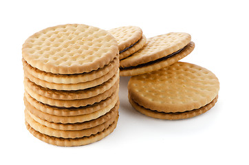 Image showing Sandwich biscuits with chocolate filling