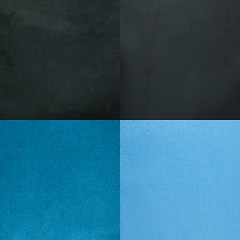 Image showing Set of blue leather samples