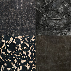 Image showing Set of black leather samples