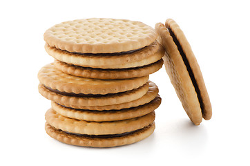 Image showing Sandwich biscuits with chocolate filling