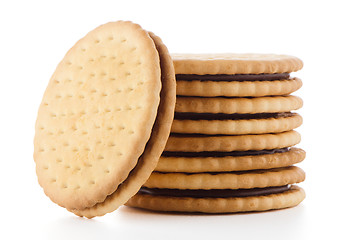 Image showing Sandwich biscuits with chocolate filling