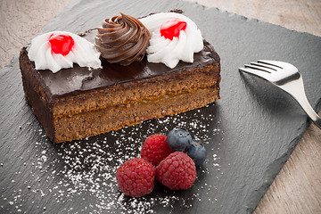 Image showing Piece of chocolate cake