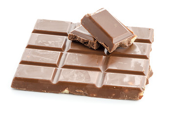 Image showing Closeup detail of chocolate with almods parts