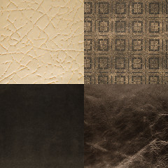 Image showing Set of brown leather samples