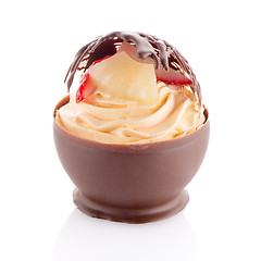 Image showing Strawberry and chocolate pastry mousse