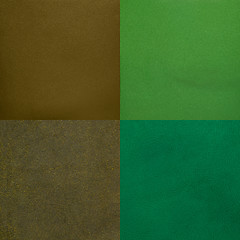 Image showing Set of green leather samples