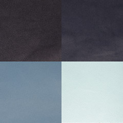 Image showing Set of blue leather samples