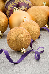 Image showing Golden christmas balls