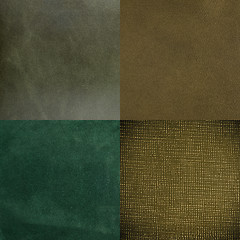 Image showing Set of green leather samples