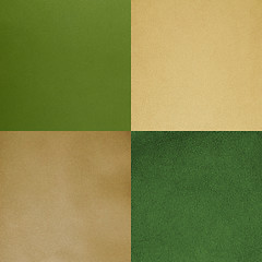 Image showing Set of green leather samples