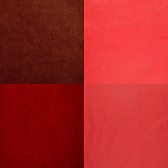 Image showing Set of red leather samples