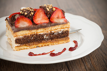 Image showing Chocolate strawberry cake 