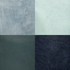 Image showing Set of blue leather samples