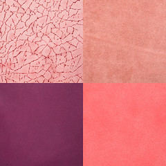 Image showing Set of pink leather samples