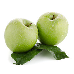 Image showing Two fresh green apples