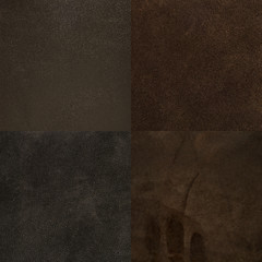 Image showing Set of brown leather samples