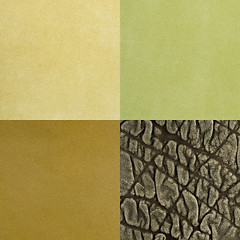 Image showing Set of green leather samples