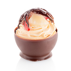 Image showing Strawberry and chocolate pastry mousse